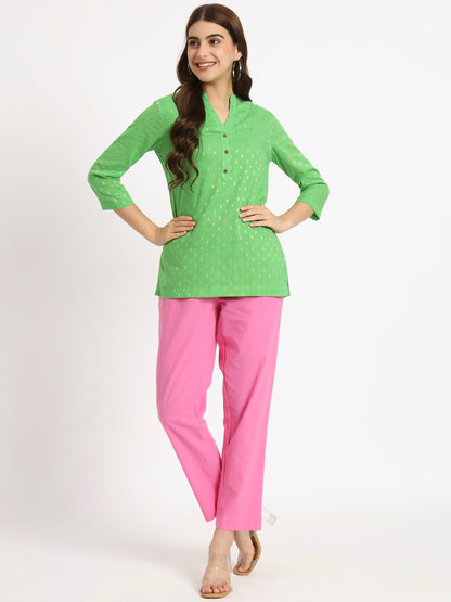 Mustard Buta Short Kurti