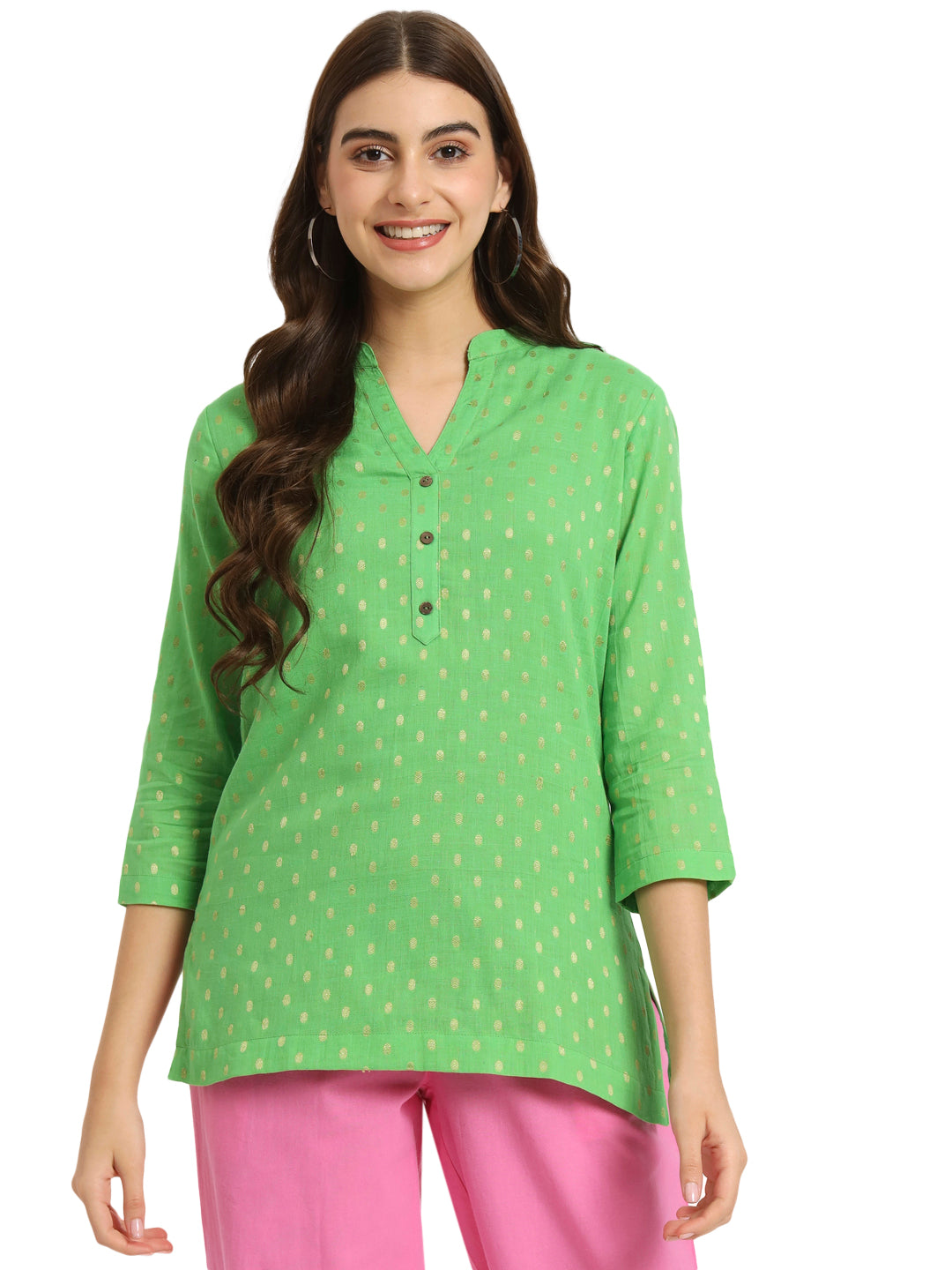 Mustard Buta Short Kurti