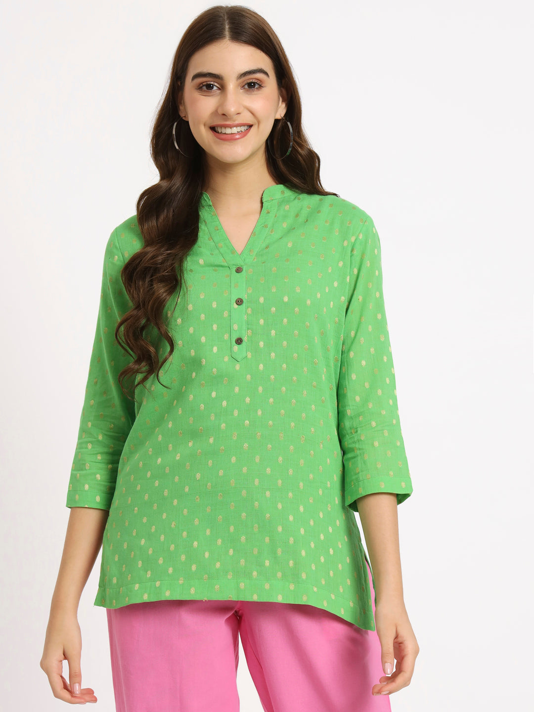 Mustard Buta Short Kurti