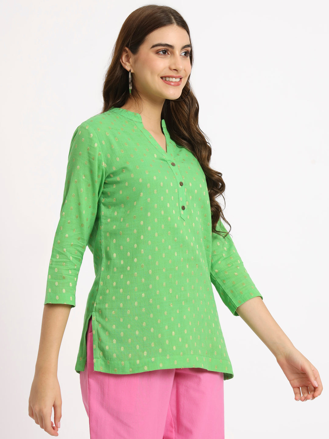 Mustard Buta Short Kurti
