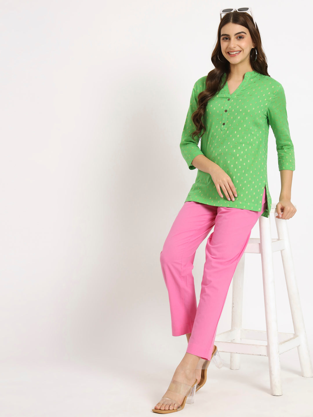 Mustard Buta Short Kurti