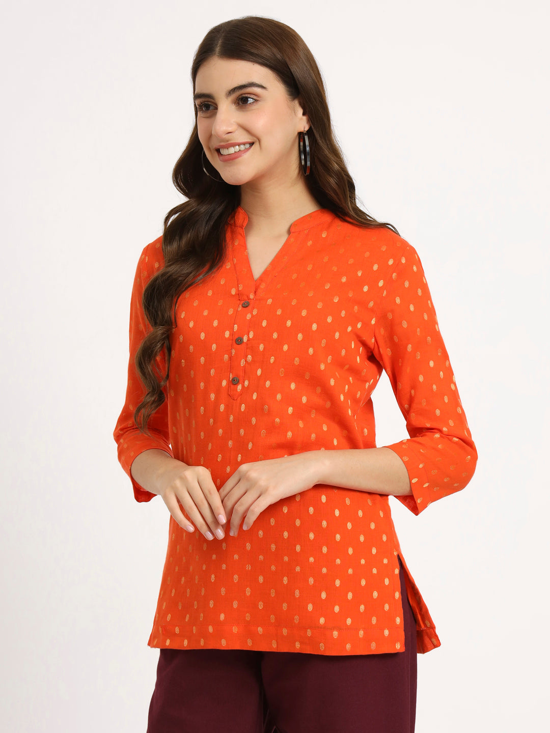Mustard Buta Short Kurti