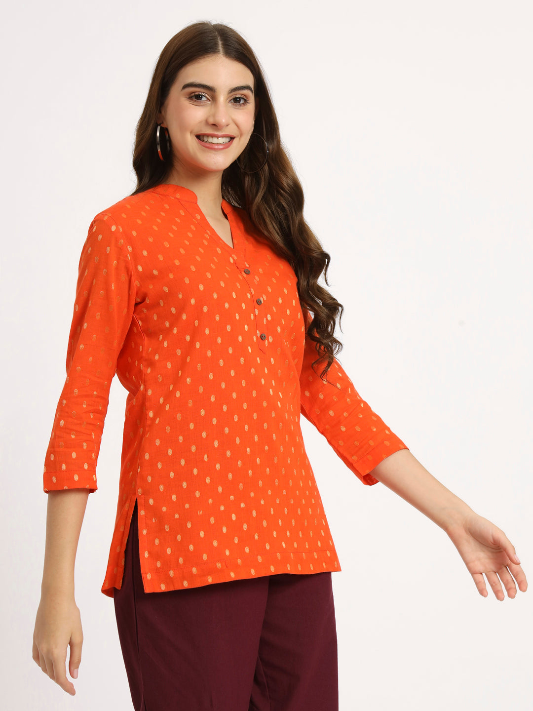 Mustard Buta Short Kurti