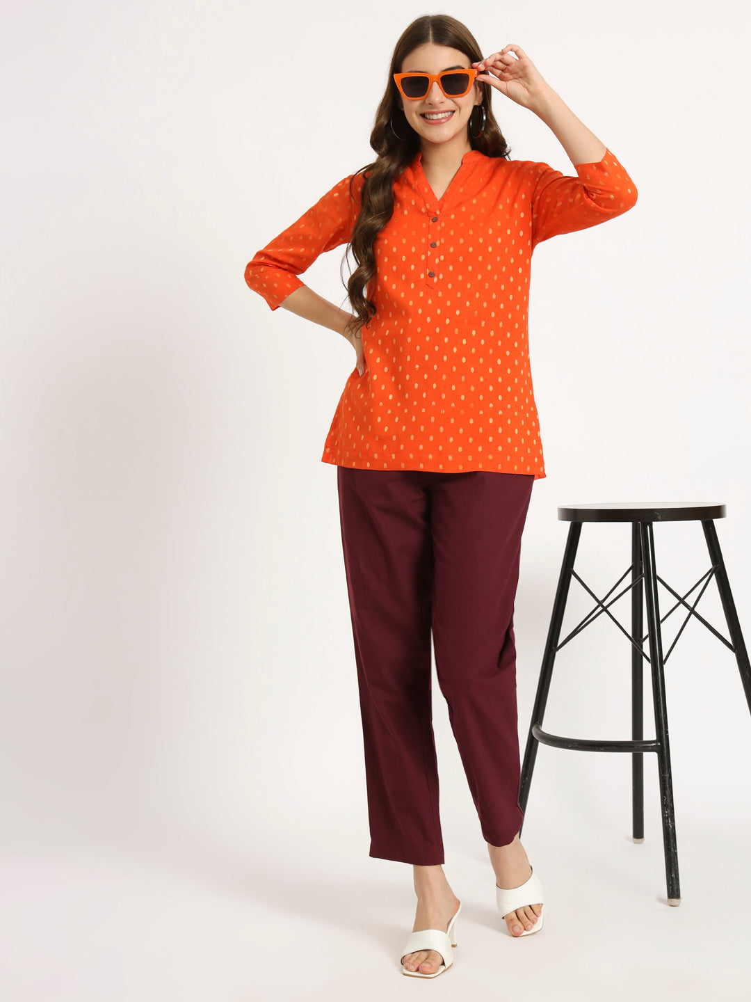 Mustard Buta Short Kurti