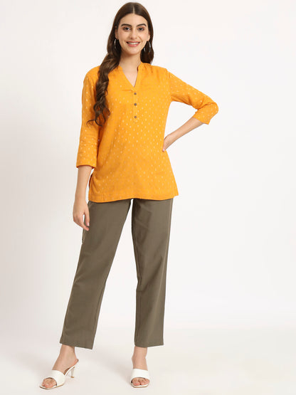 Mustard Buta Short Kurti