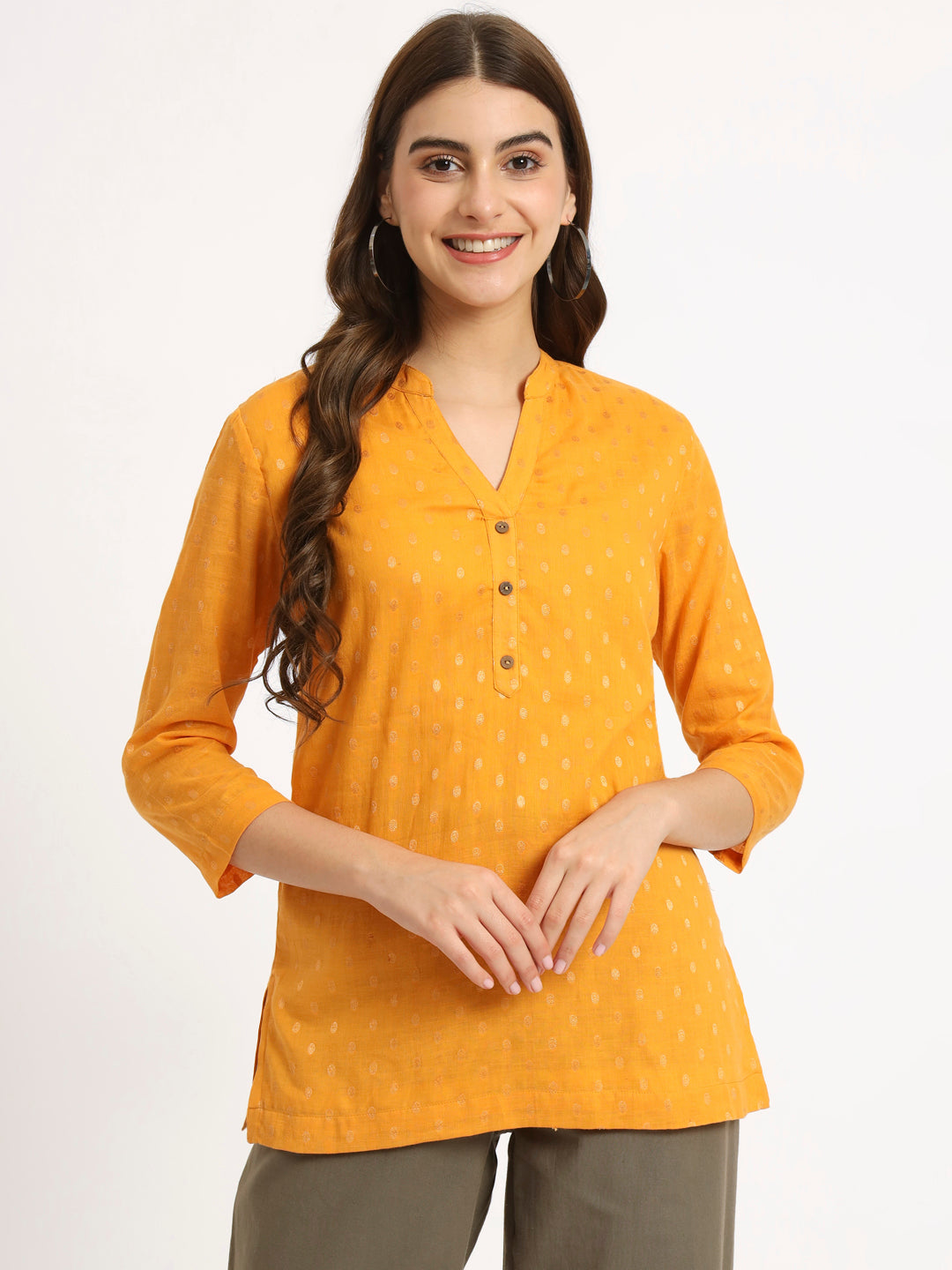 Mustard Buta Short Kurti