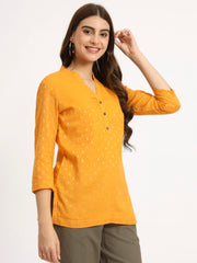Mustard Buta Short Kurti