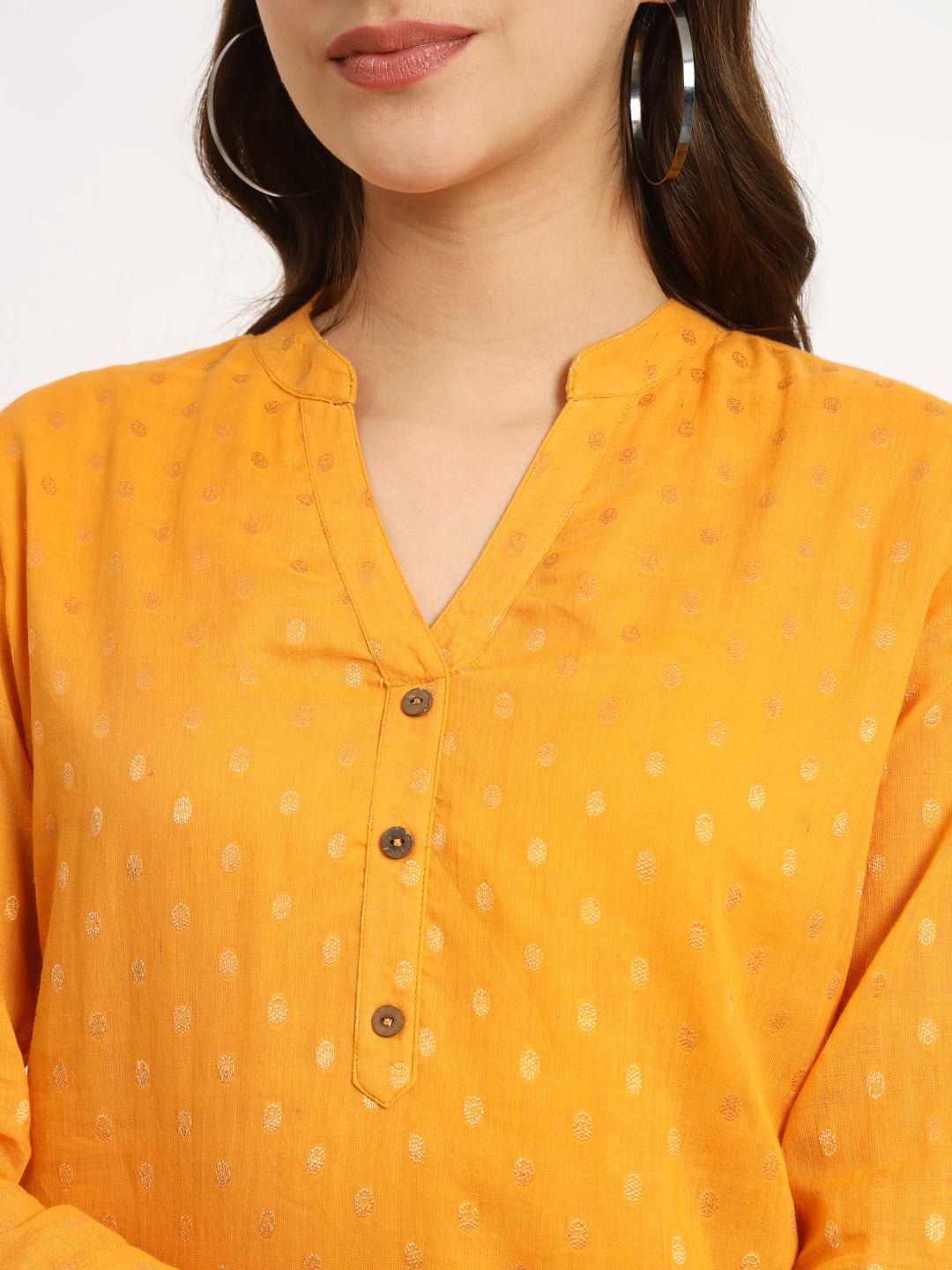 Mustard Buta Short Kurti
