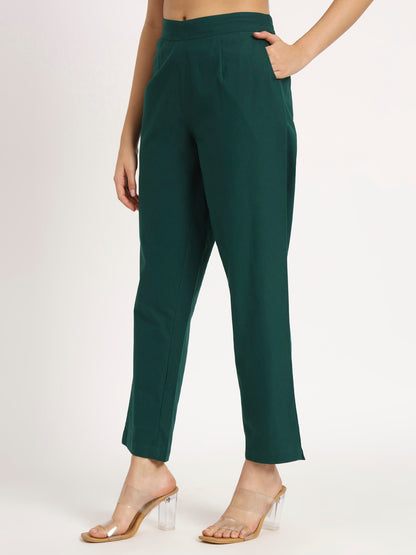 Bottle Green Cotton Pants