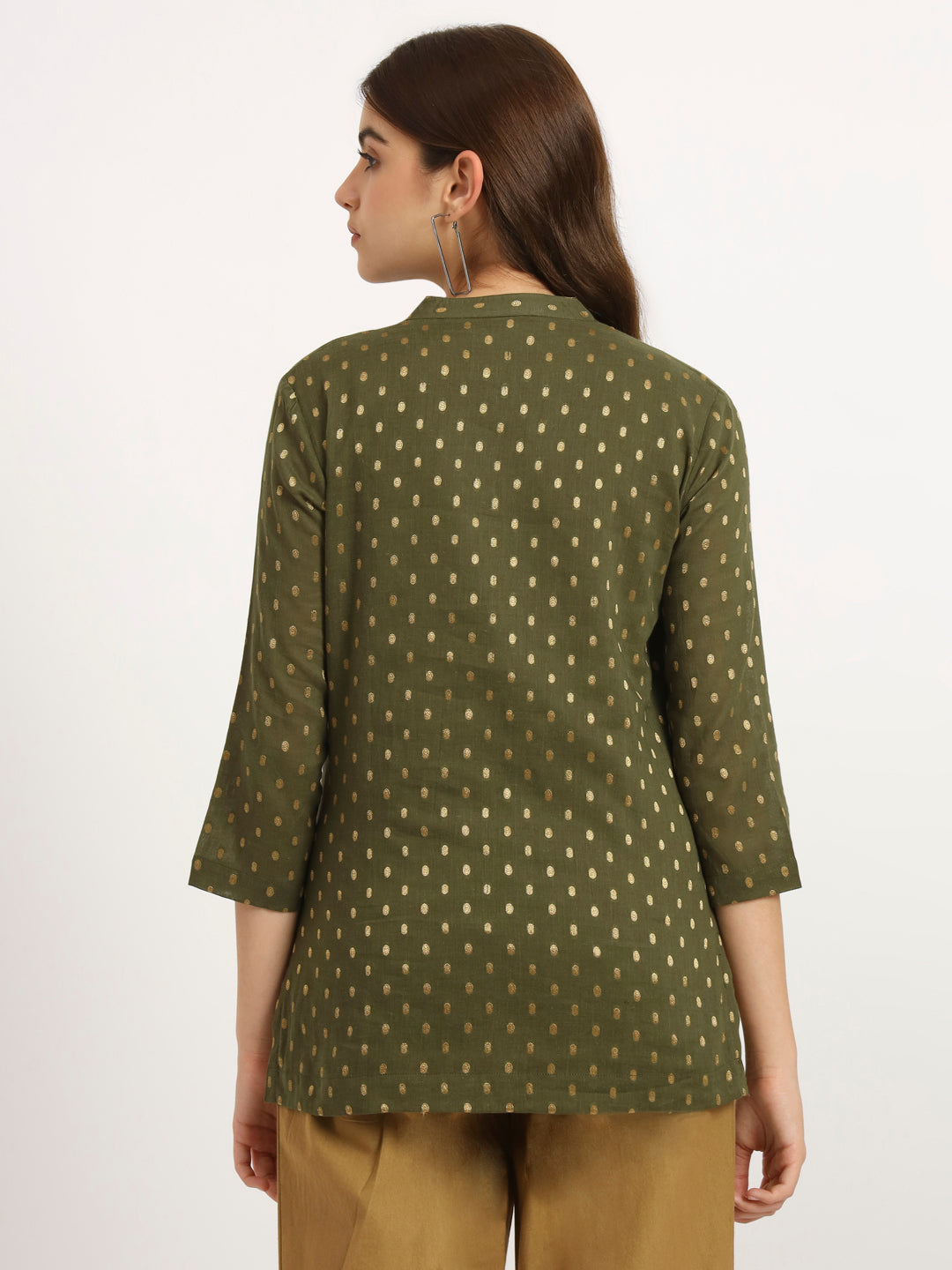 Olive Green Buta Short Kurti