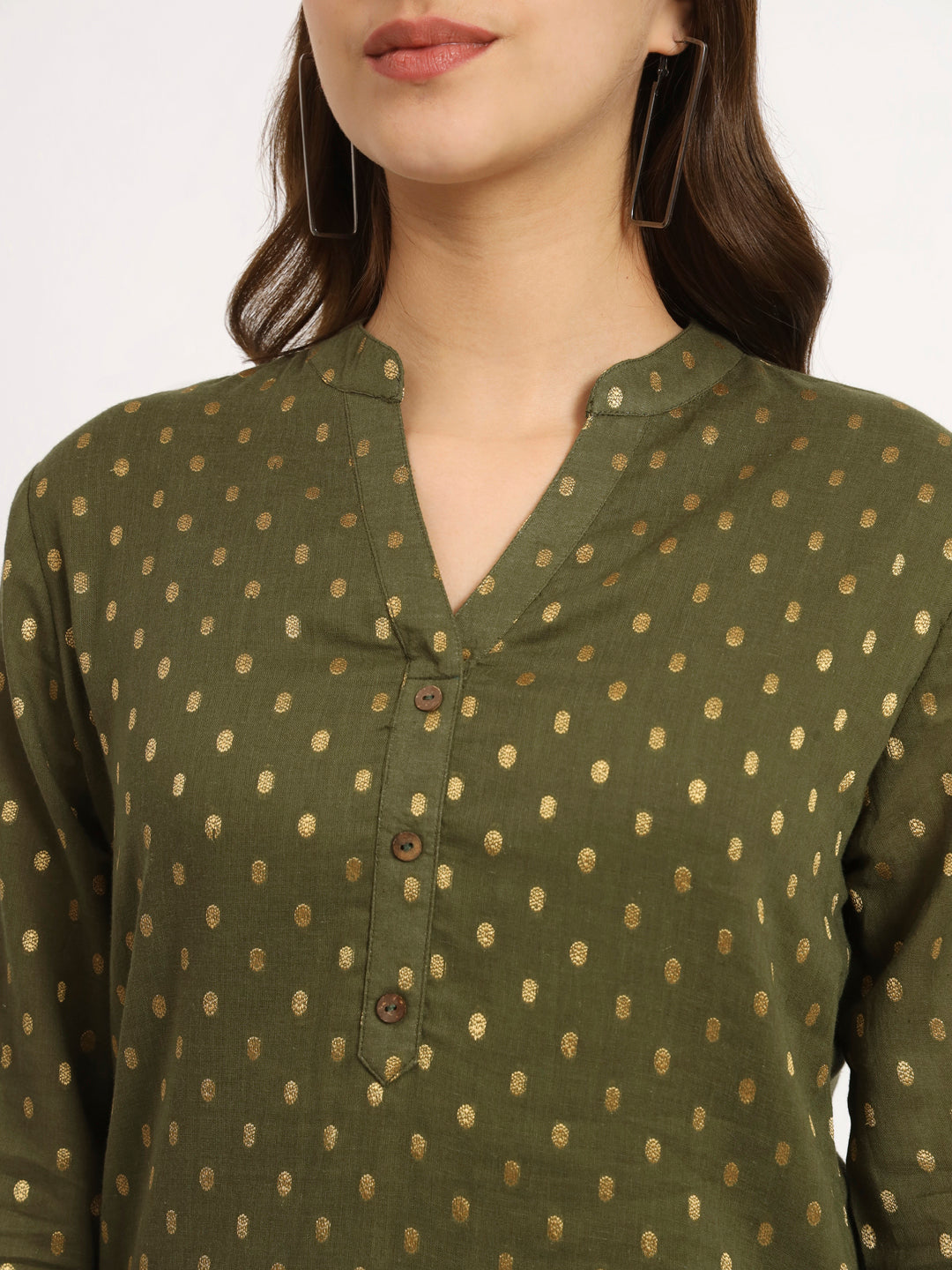 Olive Green Buta Short Kurti