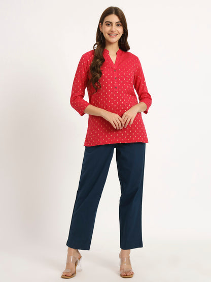 Red Buta Short Kurti