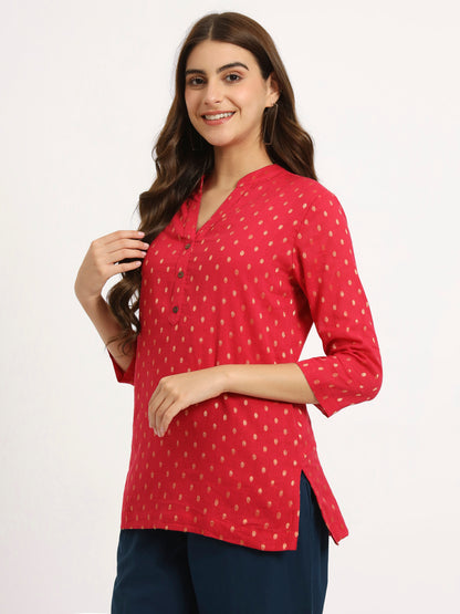 Red Buta Short Kurti