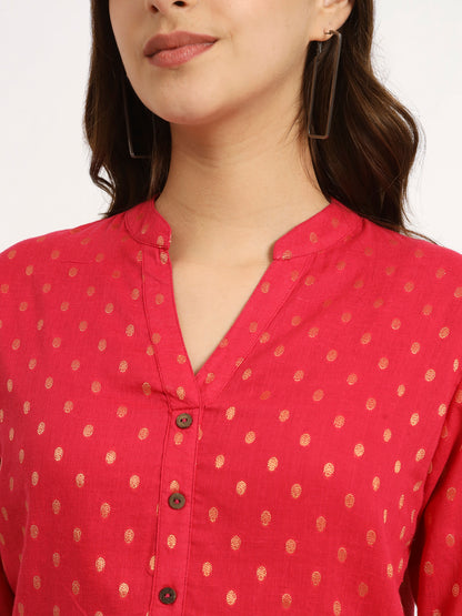 Red Buta Short Kurti