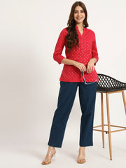 Red Buta Short Kurti