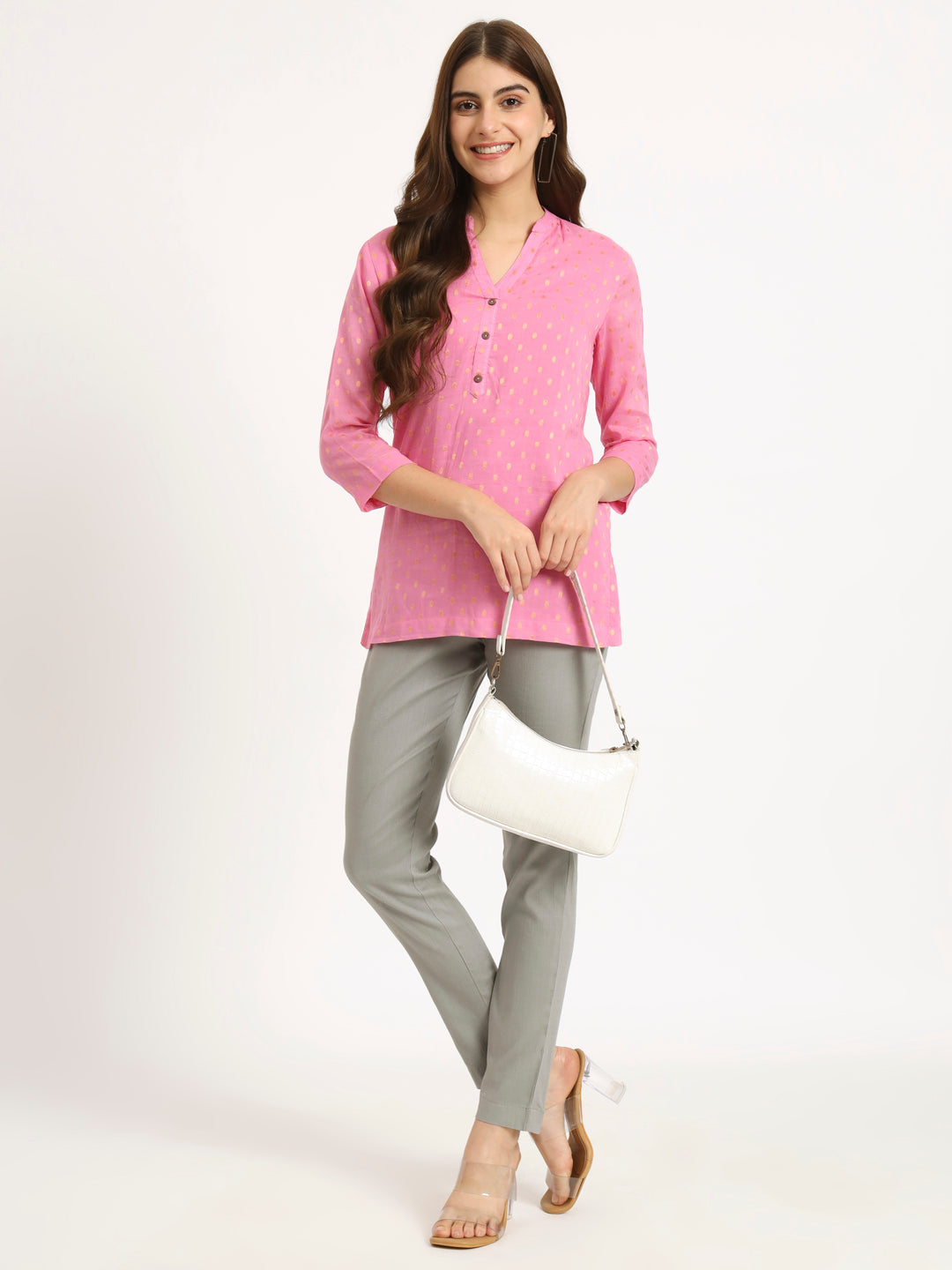 Blush Pink Buta Short Kurti