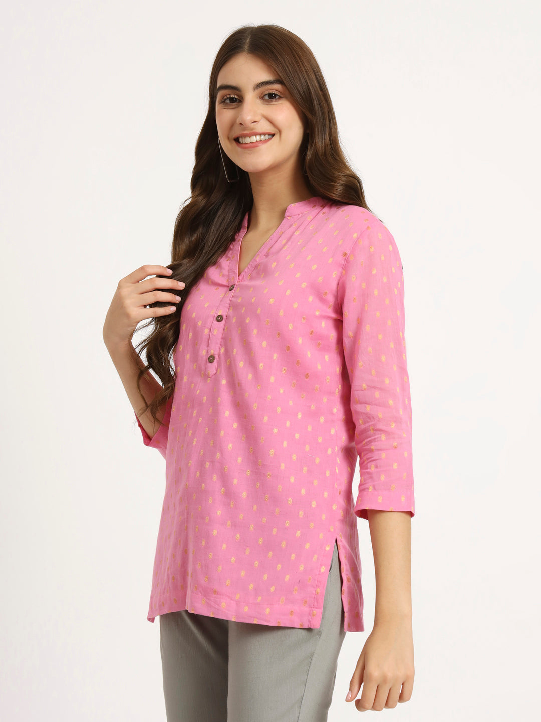 Blush Pink Buta Short Kurti