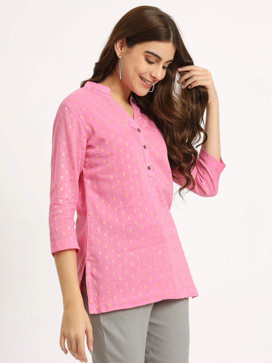 Blush Pink Buta Short Kurti