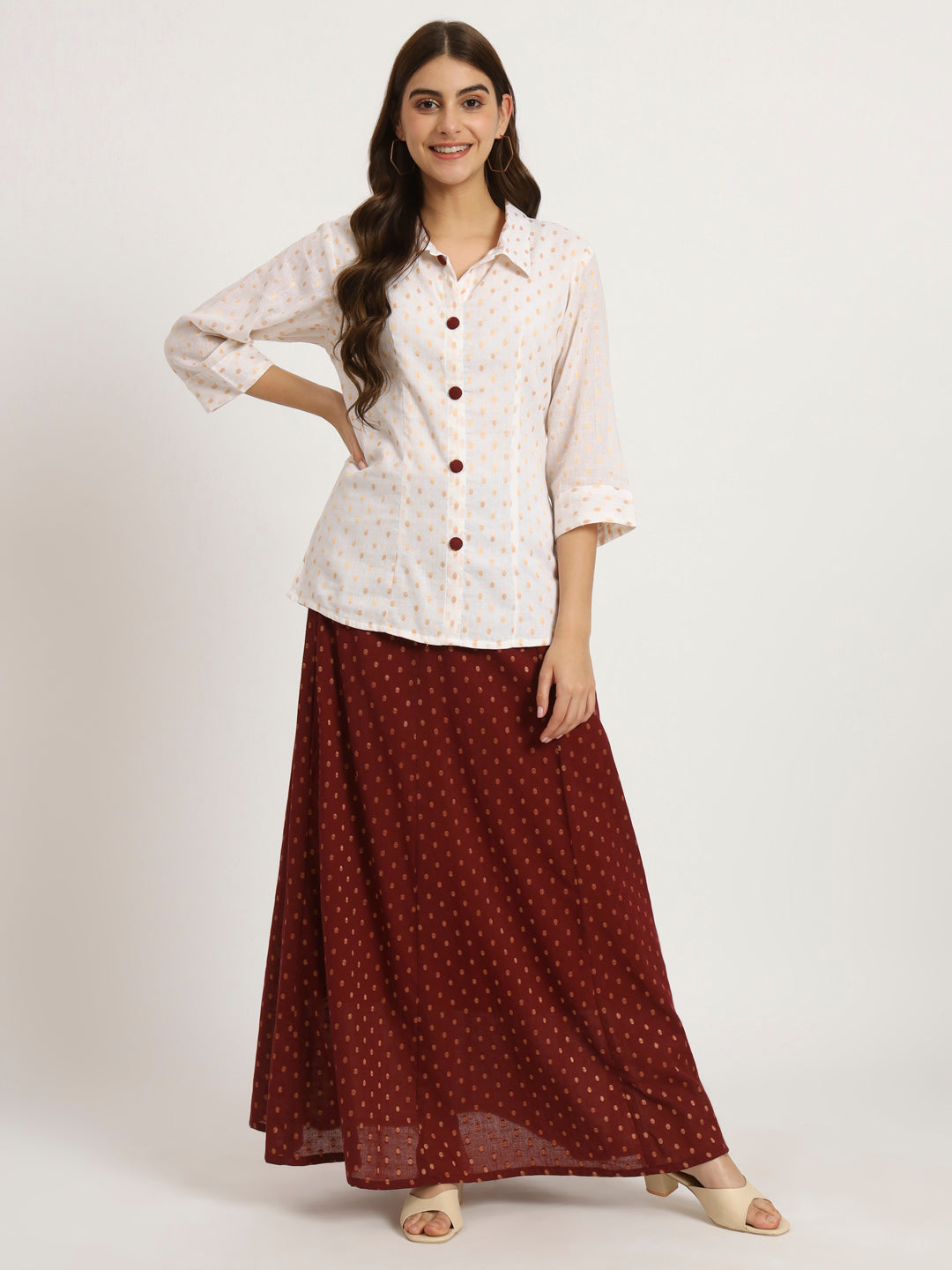 Cherry Red Long skirt set