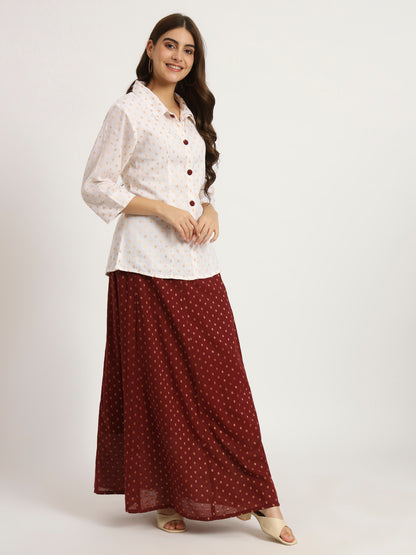 Cherry Red Long skirt set