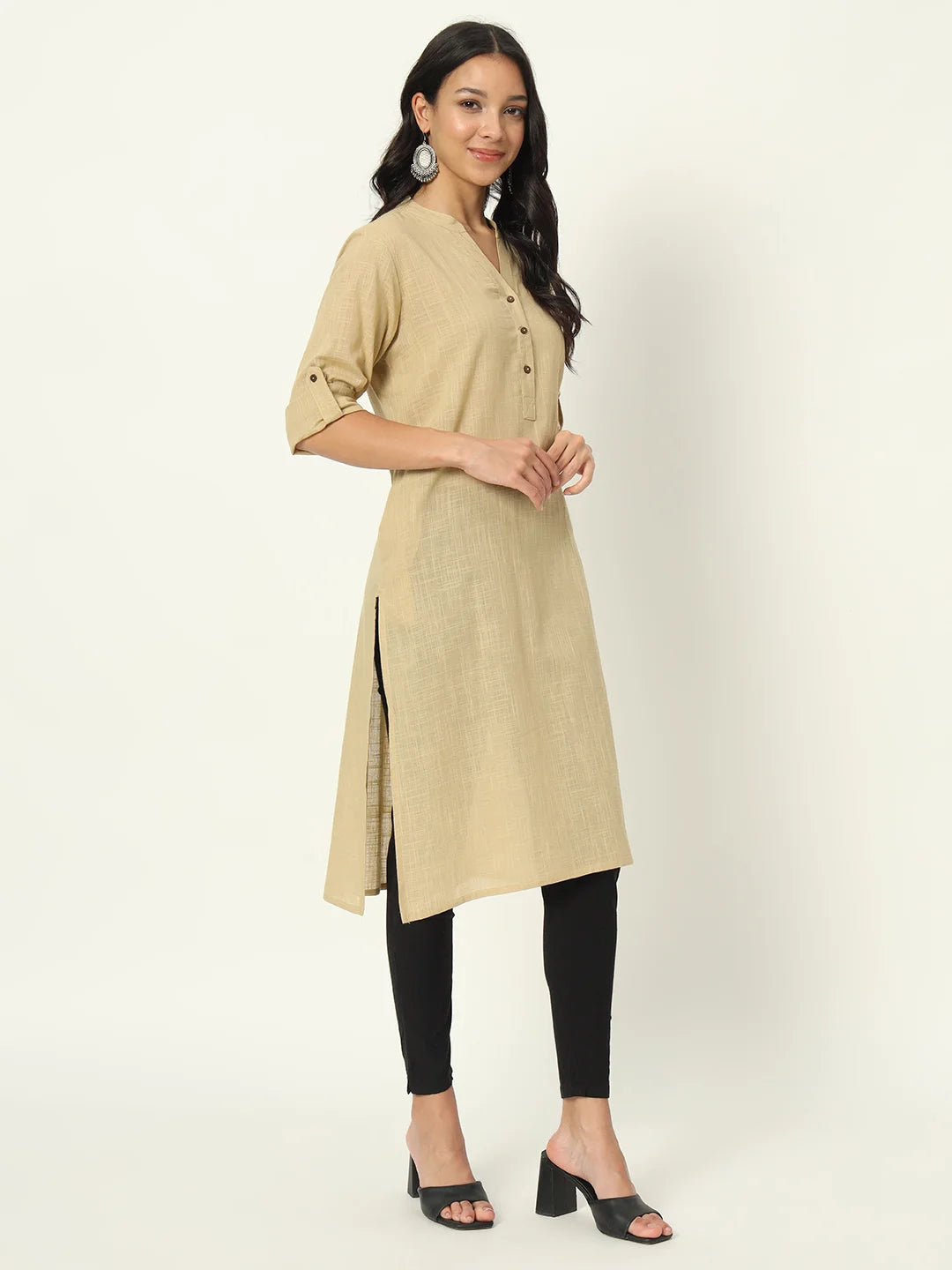 Desert Sand Airy Linen Long Kurti