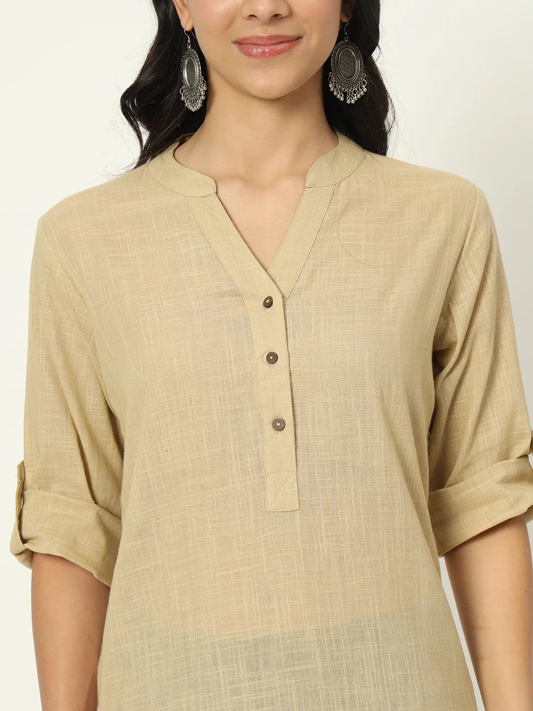 Desert Sand Airy Linen Long Kurti