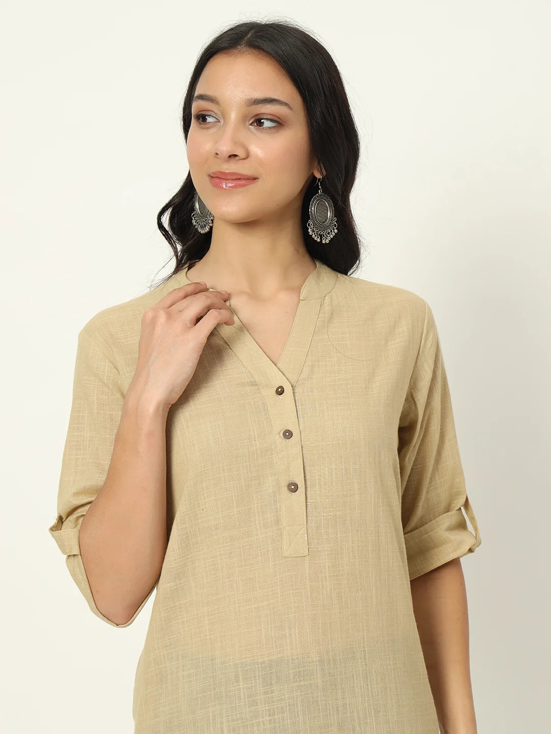 Desert Sand Airy Linen Long Kurti