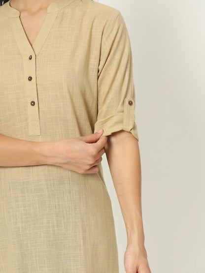 Desert Sand Airy Linen Long Kurti
