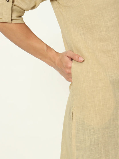 Desert Sand Airy Linen Long Kurti