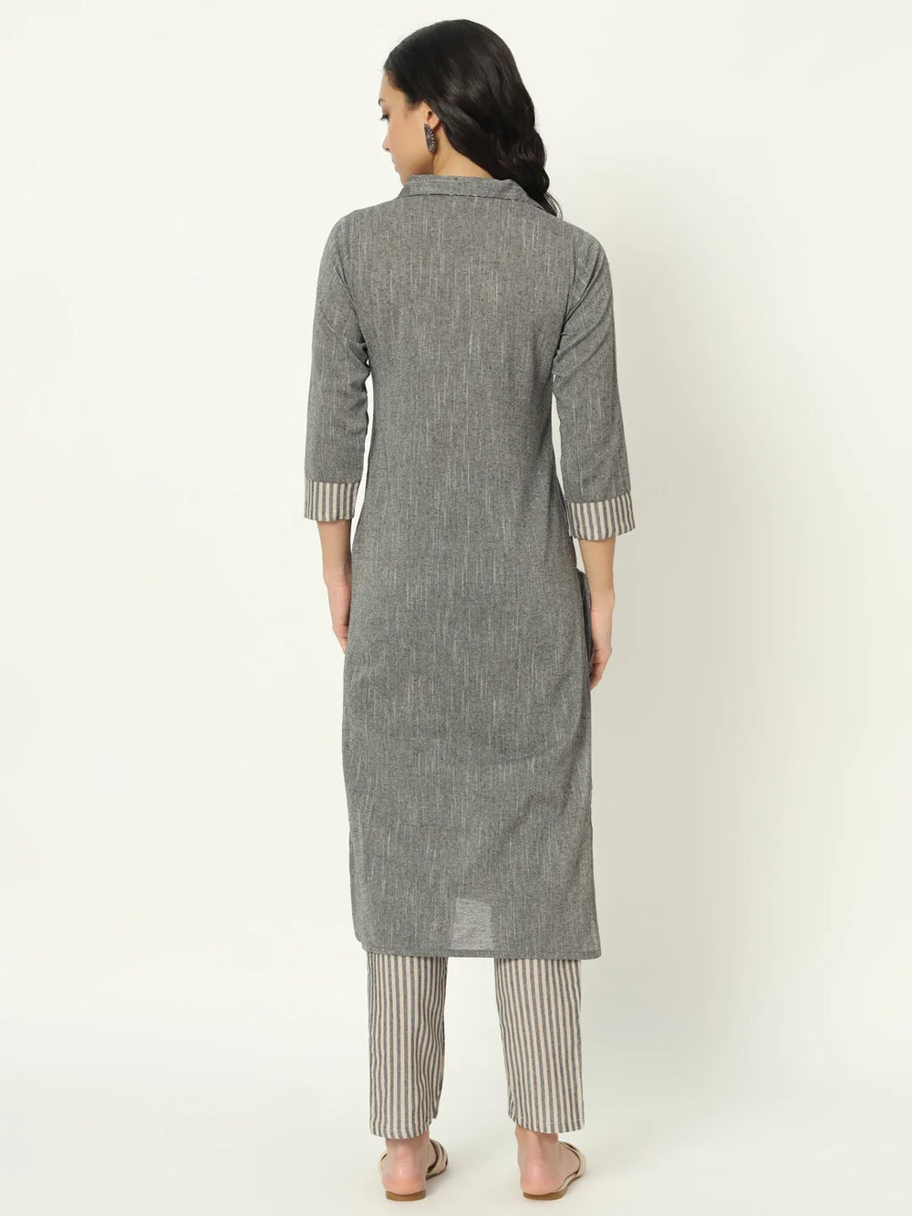 Charcoal Grey Linen Kurti Set
