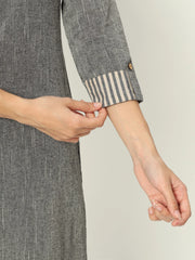 Charcoal Grey Linen Kurti Set