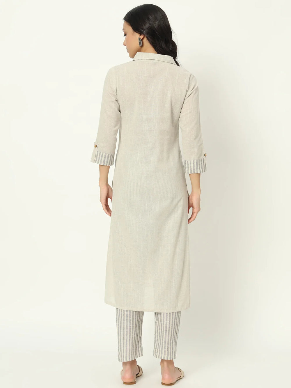 Dusty Storm Linen Kurti Set
