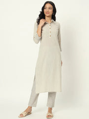 Dusty Storm Linen Kurti Set
