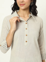 Dusty Storm Linen Kurti Set
