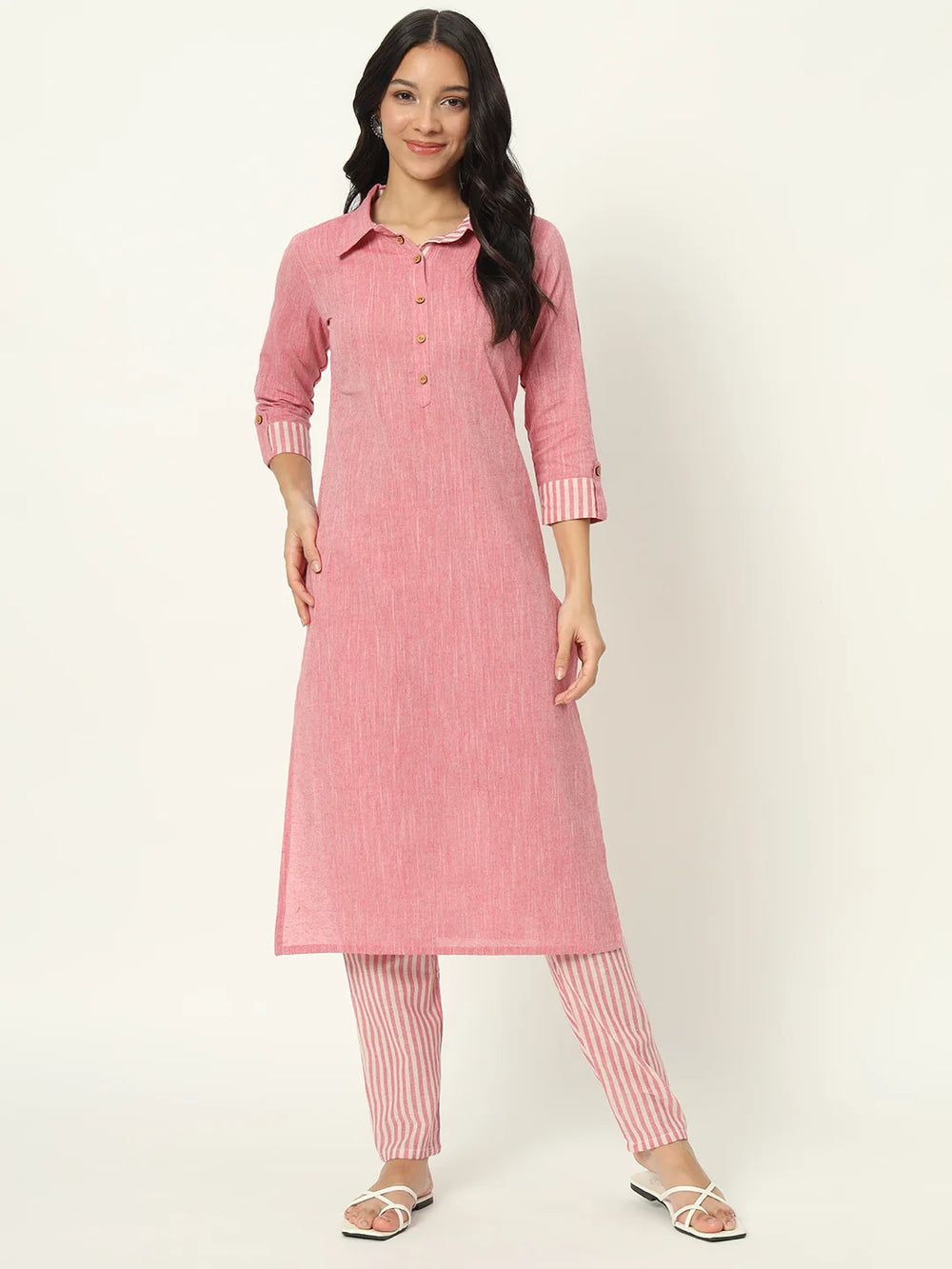 Rose Fog Linen Kurti Set