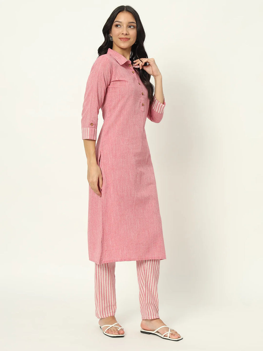 Rose Fog Linen Kurti Set