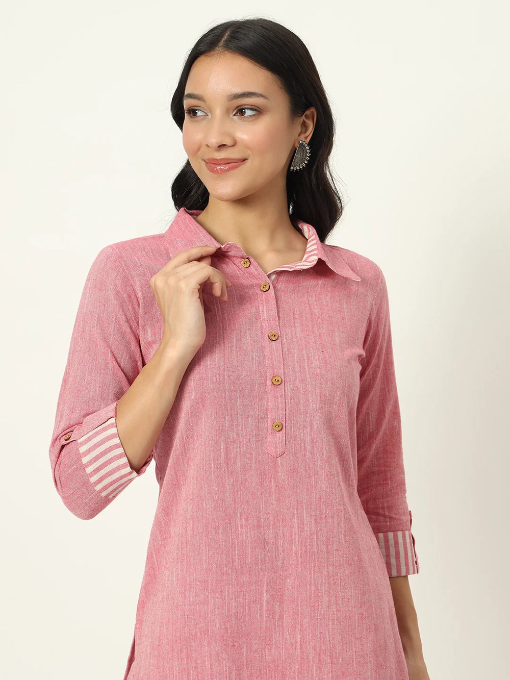 Rose Fog Linen Kurti Set