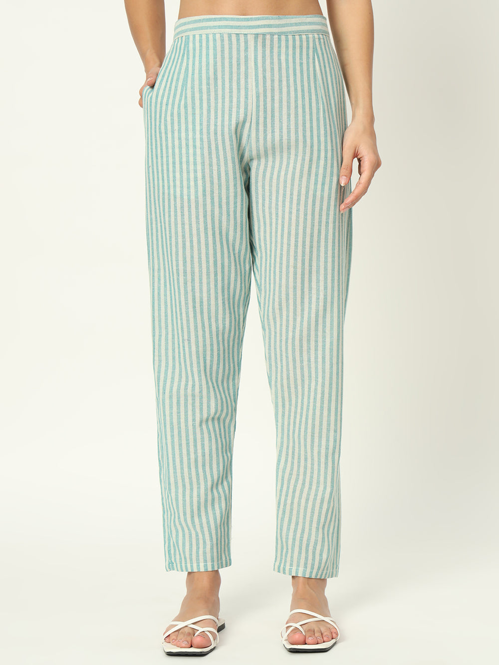 Summer Green Linen Kurti Set