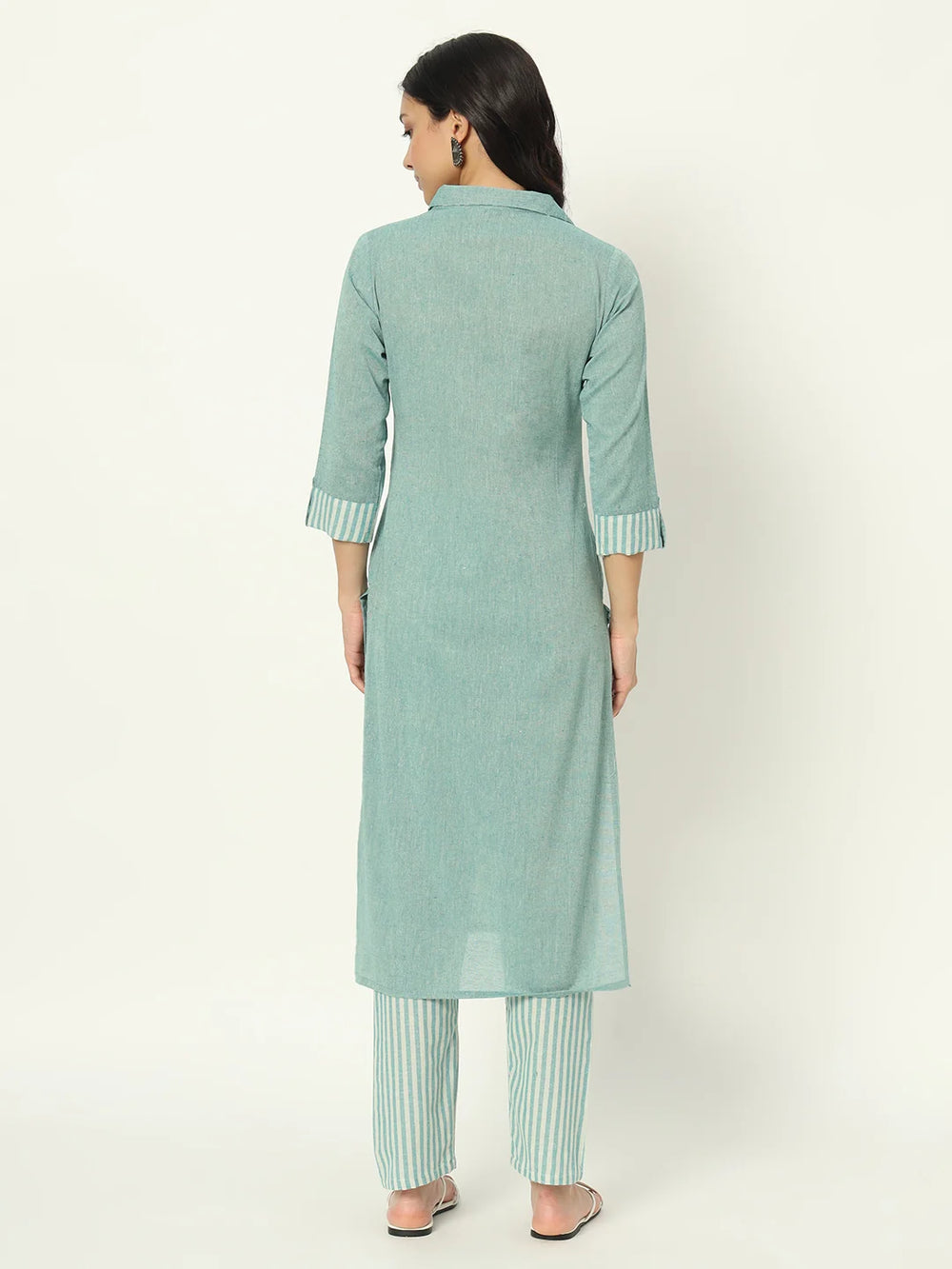 Summer Green Linen Kurti Set