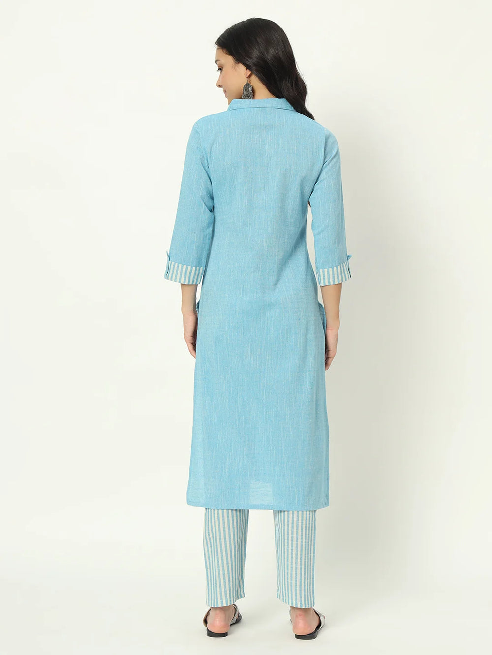 Tiffany Blue Linen Kurti Set