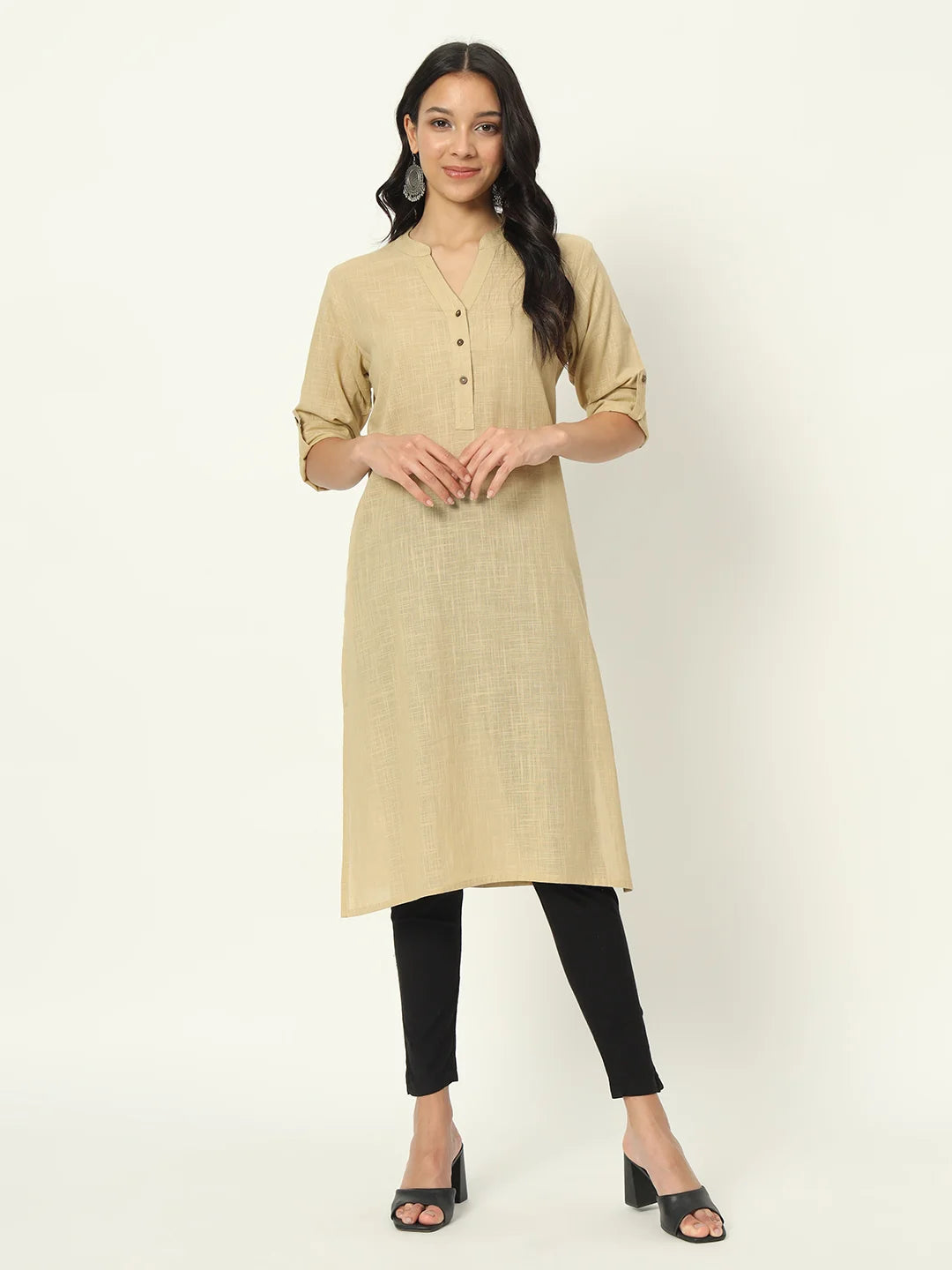 Desert Sand Airy Linen Long Kurti