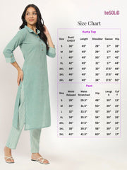 Summer Green Linen Kurti Set