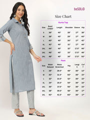 Cyan Blue Linen Kurti Set