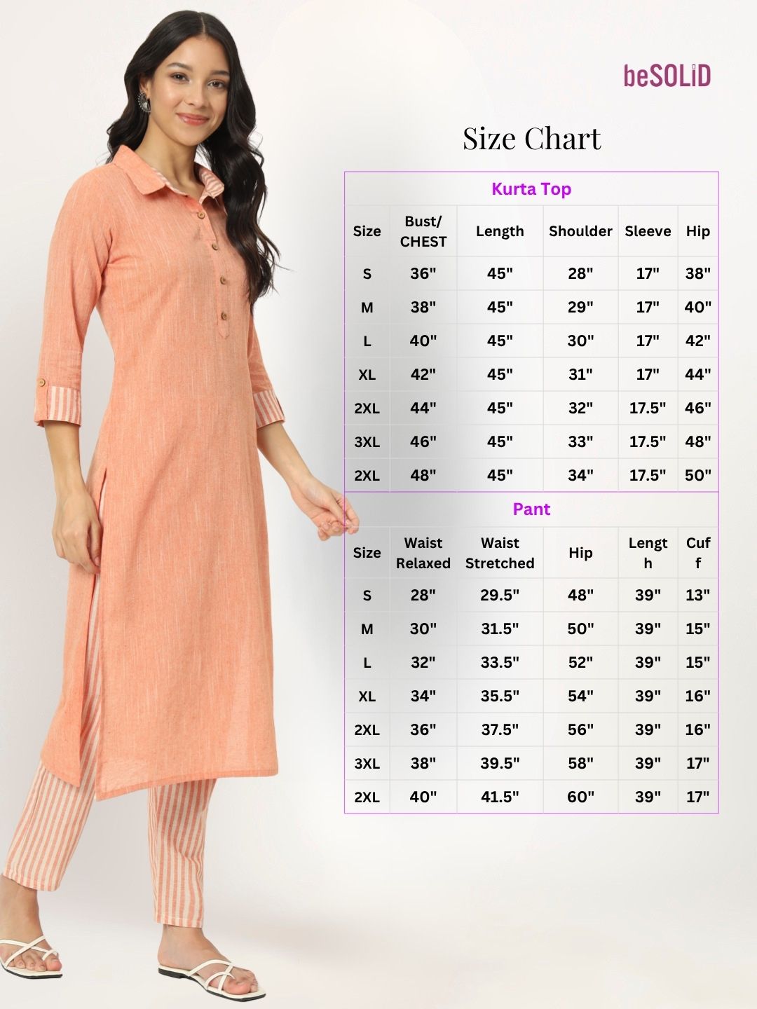 Peachy Pink Linen Kurti Set