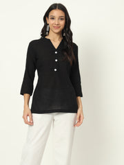 Z-Black Linen Short Kurti