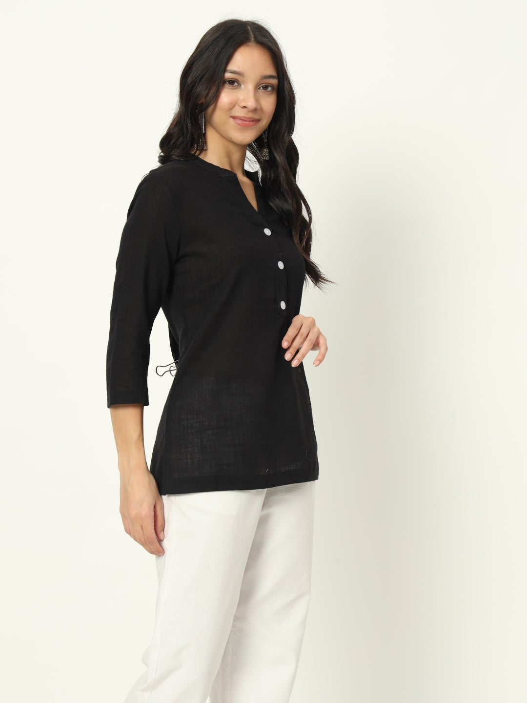 Z-Black Linen Short Kurti