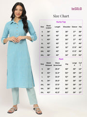 Tiffany Blue Linen Kurti Set