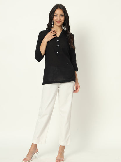 Z-Black Linen Short Kurti