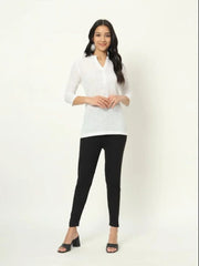Pearl White Linen Short Kurti