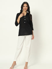 Z-Black Linen Short Kurti